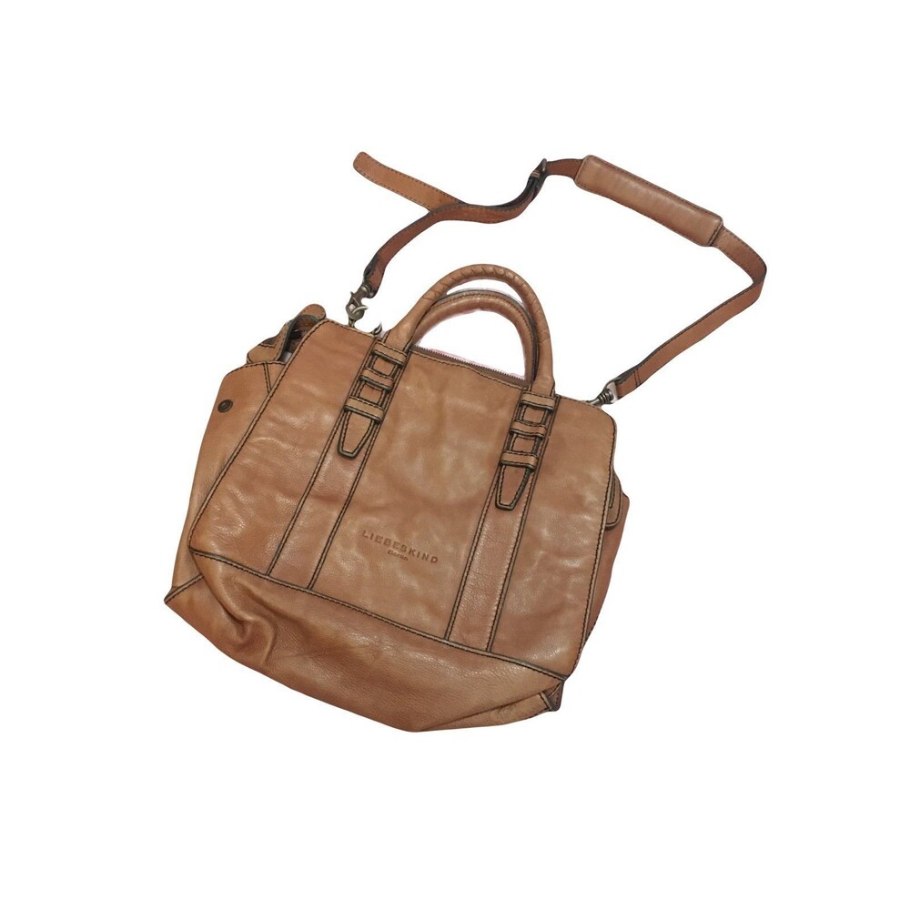 Liebeskind Berlin 100% leather bag brown cognac 13.5” x 10.5” x 5” Adjustable